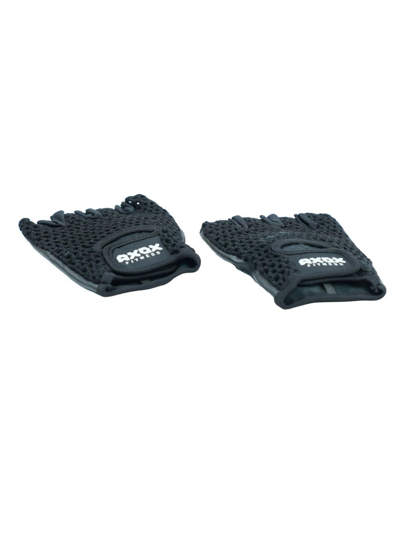 AXOX Fitness Leather Fitness Gloves | Black Medium Size - Image 4