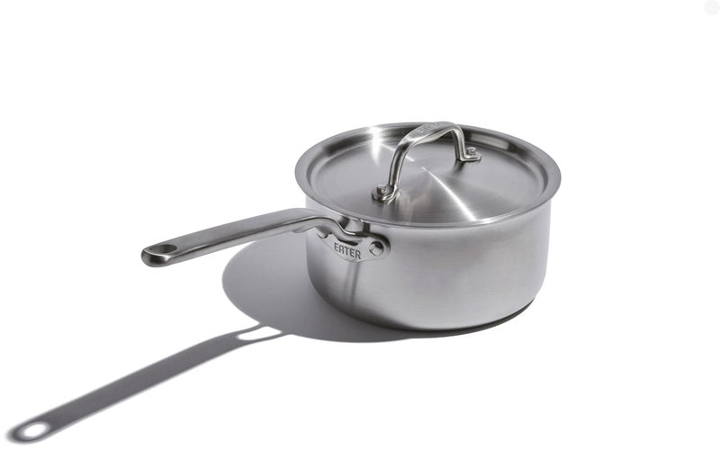 Heritage Steel x Eater 3 Qt Saucepan with Lid Made in USA 5Ply Fully Clad Stainless Steel Saucepan Stay Cool Handle Design Induction Compatible NonToxic Sauce Pan Cook like an Eater