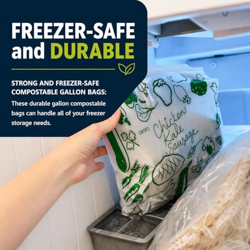 Lunchskins Ziptop Home Compostable & Resealable Freezer-Safe Food Storage Bags, Gallon Size, 30 Bags - Eco-Friendly, Made Without PFAS and BPAS - Image 3