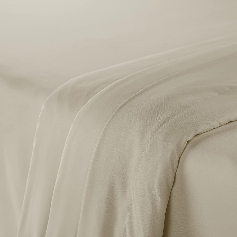 Serta Simply Clean Soft Hypoallergenic Stain Resistant Deep Pocket 3 Pieces Solid Bed Sheet Set, Twin XL, Khaki - Image 3