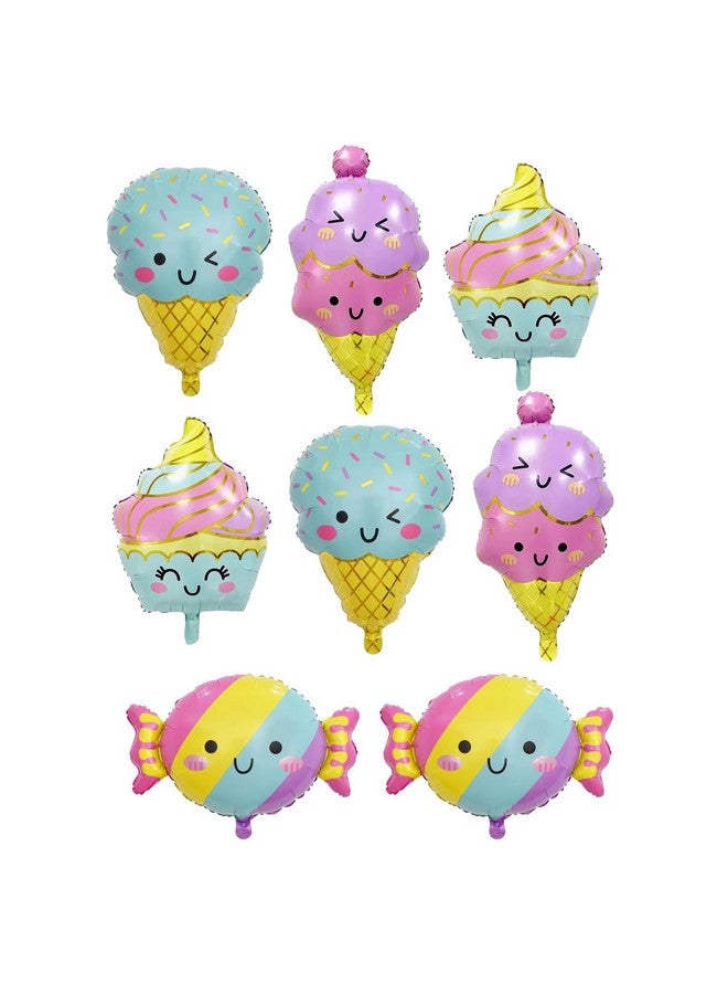 DYT 8PCS Ice Cream Cnady Foil Balloons Sweet Candy Foil Balloon for ice Cream Themed Party Decorations Baby Shower Wedding Party Decorations - Image 1