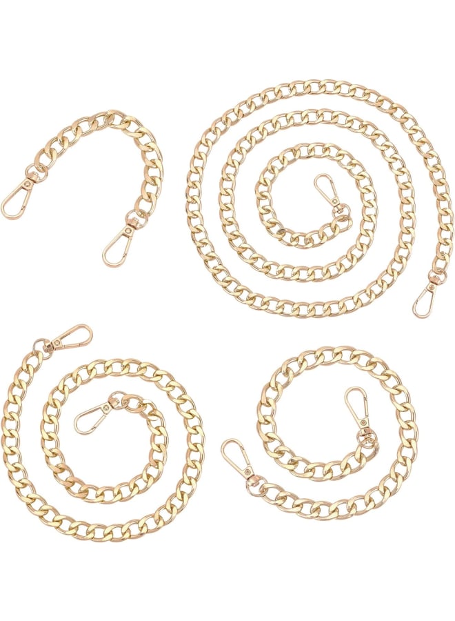 Golden Bag Chain, 8pcs 4 Styles 7.8/15.7/23.6/47" Short Long Aluminum Curb Chain Purse Strap Replacement Extender with Swivel Clasp for Crossbody Shoulder Handbag Underarm Satchel Tote  - Image 1