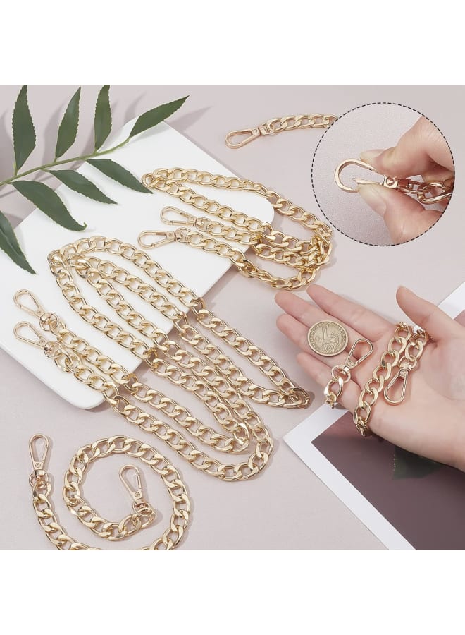 Golden Bag Chain, 8pcs 4 Styles 7.8/15.7/23.6/47" Short Long Aluminum Curb Chain Purse Strap Replacement Extender with Swivel Clasp for Crossbody Shoulder Handbag Underarm Satchel Tote  - Image 5