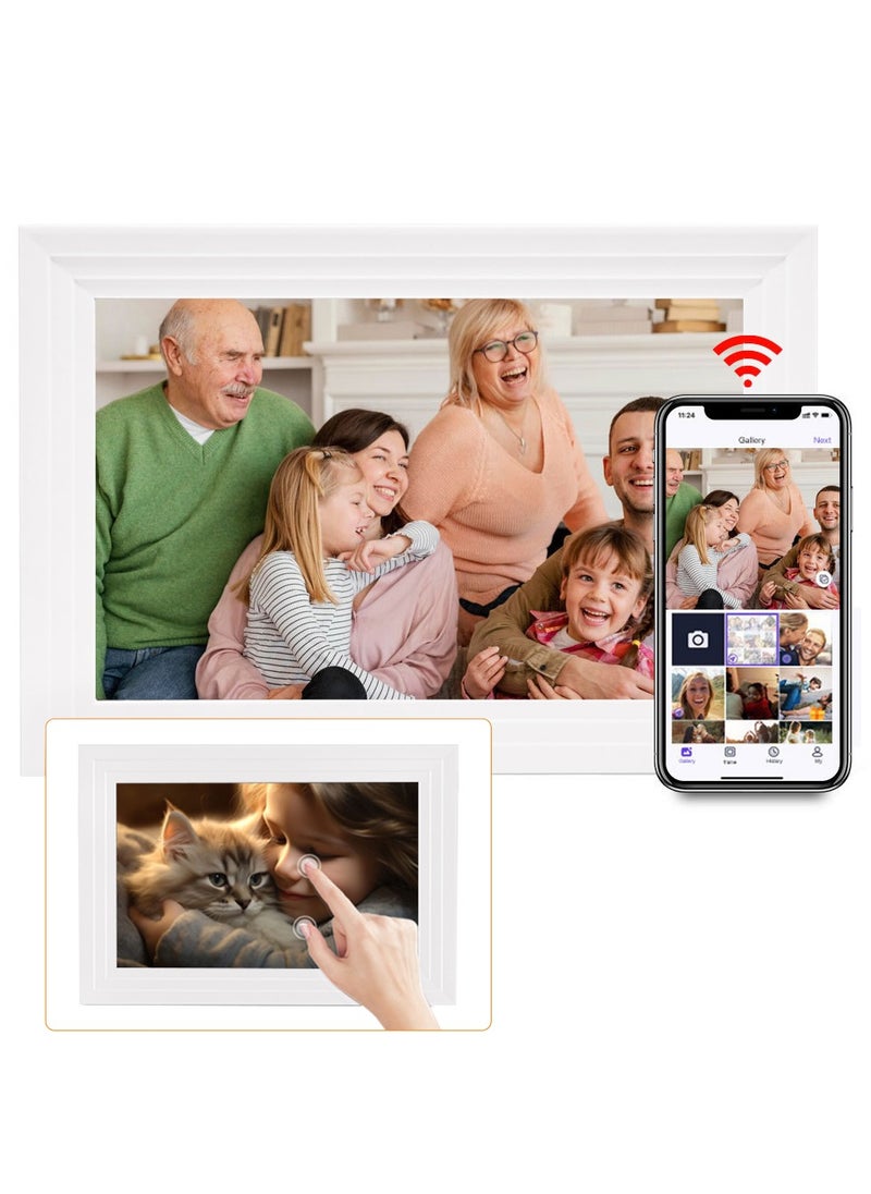 XiuWoo Digital Photo Frame Wi-Fi 10.1inch Touchscreen Electronic Photo Frame with 32GB Memory, Auto-Rotate, Wall Mountable, Photos and Videos via APP Uhale for Parents/Couples/Friends/Family  - Image 1