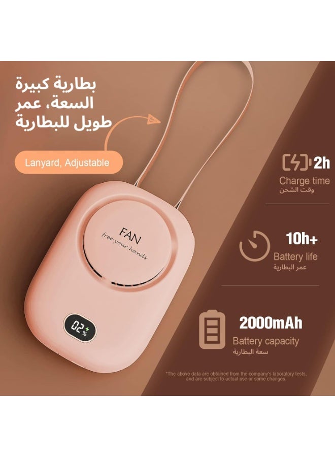 م.ا & ف'س مروحة تبريد محمولة قابلة لإعادة الشحن عبر منفذ USB للرجال والنساء، مروحة صغيرة محمولة بثلاث سرعات للسفر (لون وردي) - Image 3