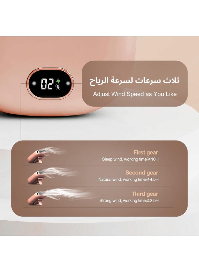 م.ا & ف'س مروحة تبريد محمولة قابلة لإعادة الشحن عبر منفذ USB للرجال والنساء، مروحة صغيرة محمولة بثلاث سرعات للسفر (لون وردي) - Image 4