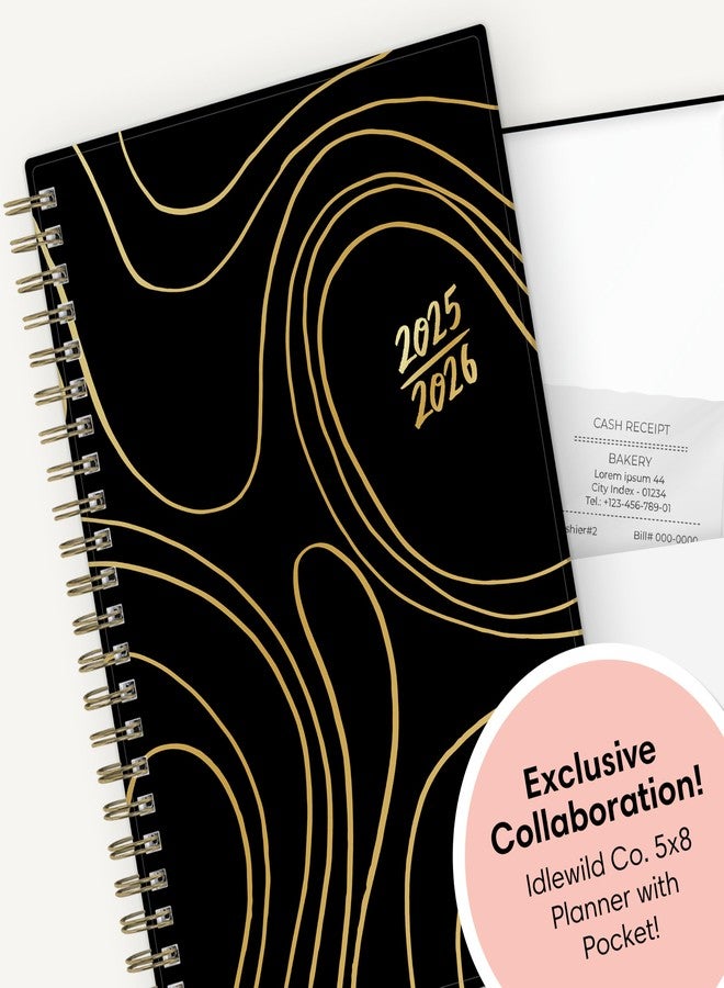 Blue Sky Idlewild 2025-2026 Academic Year Weekly and Monthly Planner Calendar, July 2025 - June 2026, 12-Month, 5" x 8", Flexible Cover, Wirebound, Laminated Tabs, Storage Pocket, Black Swirl - Image 5