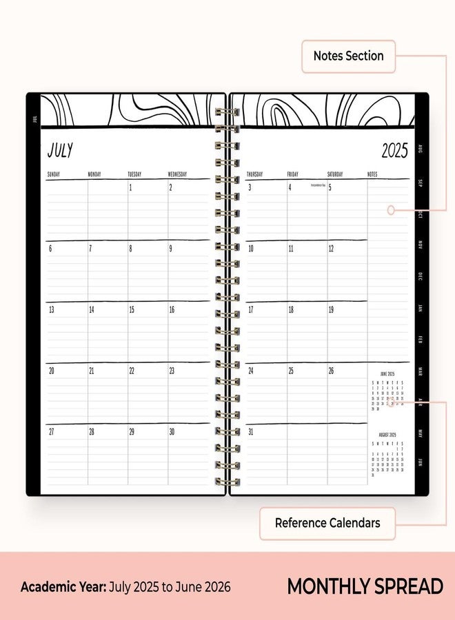 Blue Sky Idlewild 2025-2026 Academic Year Weekly and Monthly Planner Calendar, July 2025 - June 2026, 12-Month, 5" x 8", Flexible Cover, Wirebound, Laminated Tabs, Storage Pocket, Black Swirl - Image 4