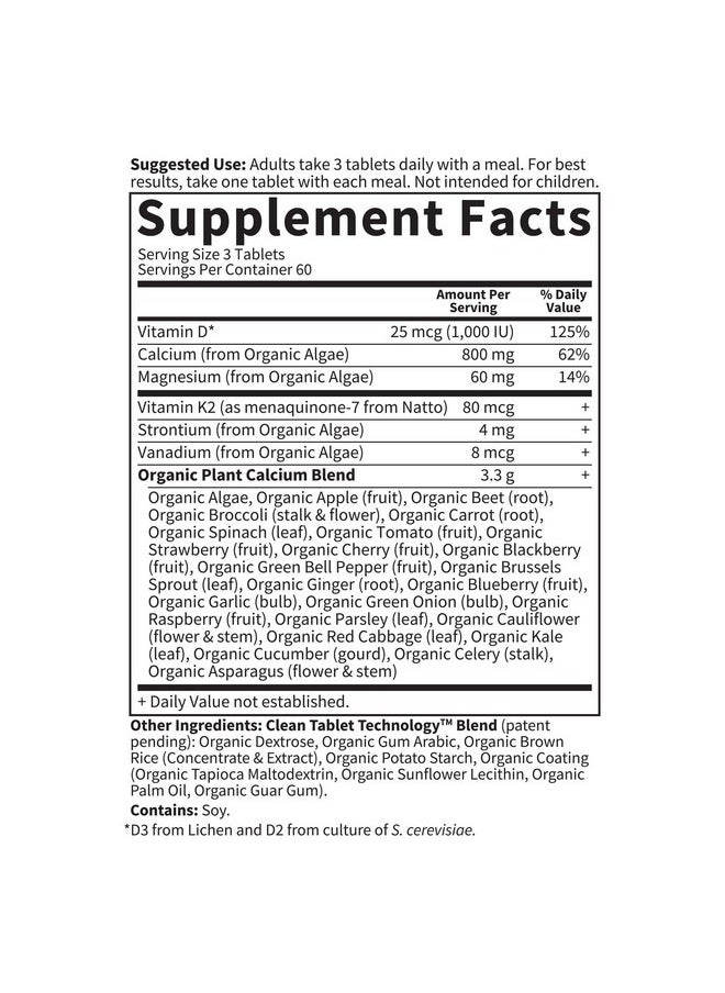 Garden of Life - Mykind Organics Plant Calcium Supplement Made From Whole Foods With Magnesium Vitamin D As D3 And Vitamin K As Mk7 Glutenfree 60 Day Count - Image 1