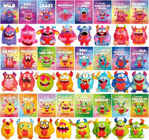 PLOUGVI 24Pcs Valentines Day Gifts for Kids Monster Heart Squishy Toys with Cards for Galentines School Gift Exchange Classroom Prizes Bag Stuffers Party Favors - Image 5