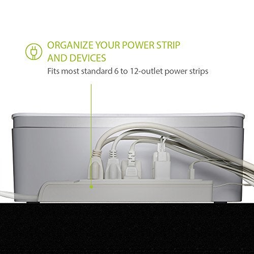 UT Wire in-Box Extra Large Cable Organizing Management Box for Under Desk Surge Protector Concealer White - Image 4