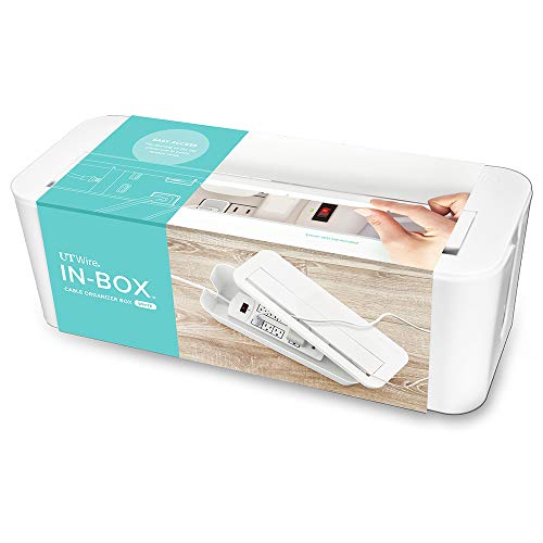 UT Wire in-Box Extra Large Cable Organizing Management Box for Under Desk Surge Protector Concealer White - Image 1