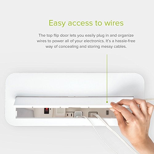 UT Wire in-Box Extra Large Cable Organizing Management Box for Under Desk Surge Protector Concealer White - Image 2