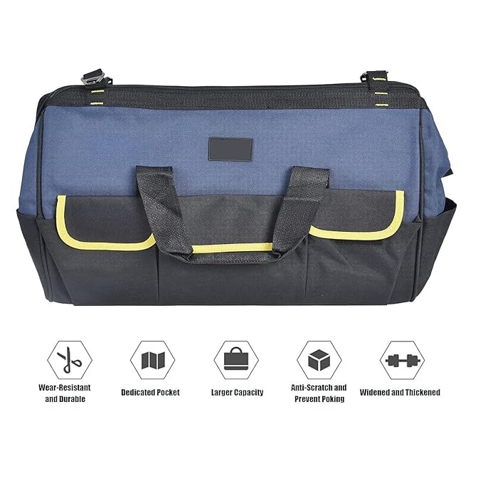 GNOLY GNOLY Waterproof Molded Base Large Tool Bag Multifunctional Tools Storage Bag for Electricians Carpenter Technicians Service Engineers 1Pcs - Image 4