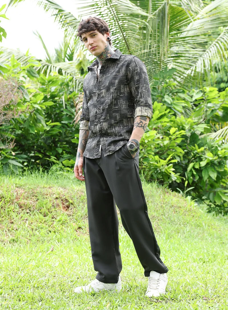 CAHOOT  Men's Sacramento Green Contrast Scratch-Jacquard Shirt for Men | Best Price UAE