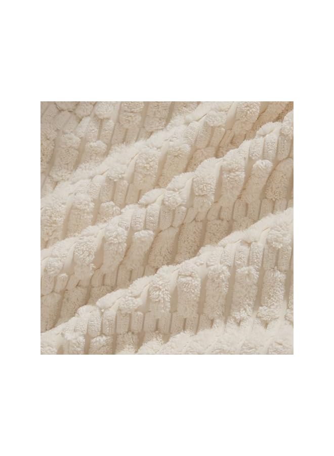 The Bros 2 Packs Boho Decorative Throw Pillow Covers 18x18 Inch for Living Room Couch Bed Sofa, Rustic Modern Farmhouse Home Decor, Soft Corduroy Cream Square Cushion Case 45x45 cm - Image 5