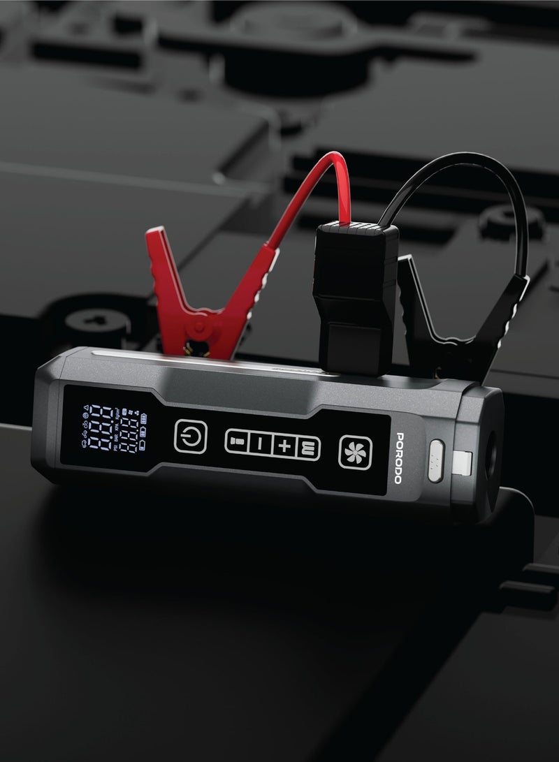 بورودو مساعد تشغيل 4-1 + مكنسة كهربائية مع مضخة هواء للإطارات / قدرة 100 واط / منفذ شحن USB-C / أوضاع ضغط محددة مسبقًا / قوة شفط توربو / فلتر HEPA قابل للغسل - أسود - Image 3