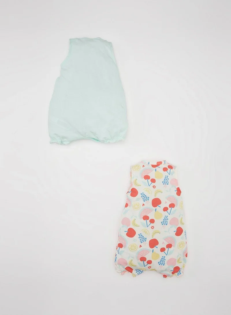 DeFacto Newborn Printed Cotton 2-Pack Sleeveless Romper