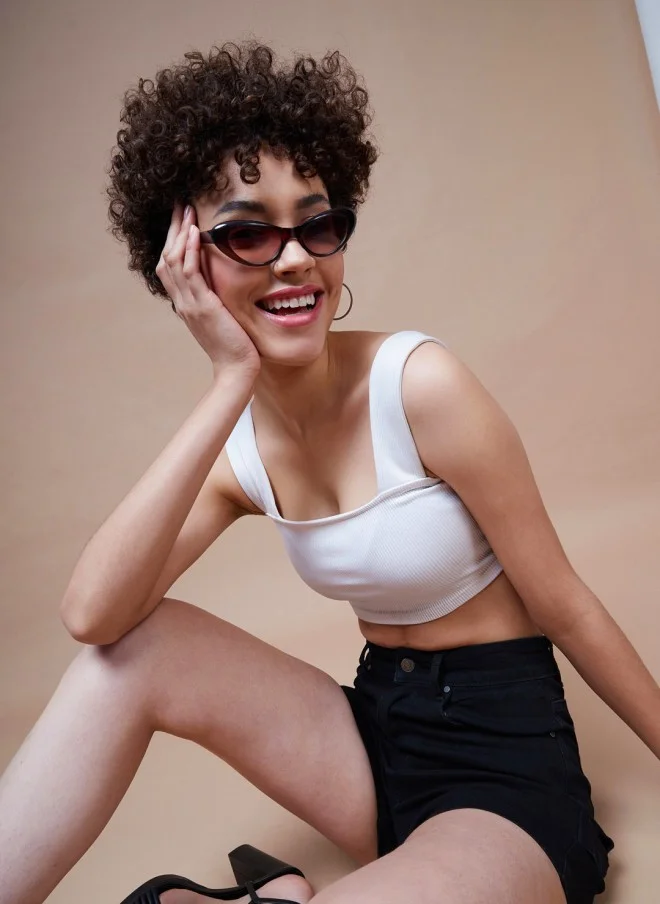 SASSAFRAS Black Mid-Rise Denim Shorts for Women