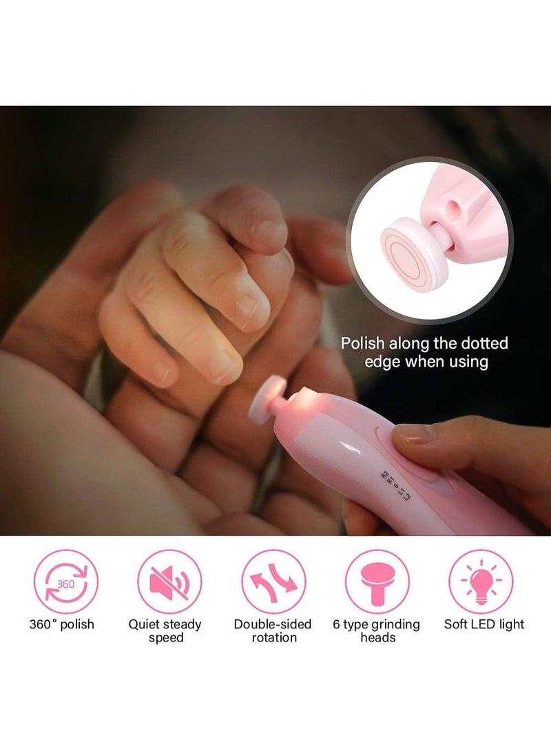 Altheqa Baby Nail Trimmer, Upgraded Safe Electric Baby Nail Clipper, Baby Nail File with LED Light for Newborn Toddler & Kids Toes and Fingernails - Care, Polish & Trim (Pink) - Image 2