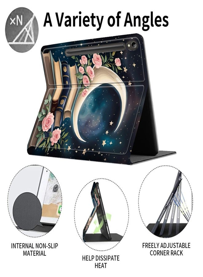 WZCJDHMJ Case for Samsung Galaxy Tab S10 FE 10.9" 2025/S9 FE 10.9 Inch/S9 11 Inch 2023,Slim PU Leather Smart Cases Covers with S Pen Holder + Auto Wake/Sleep,Bible Book Moon Flowers - Image 3