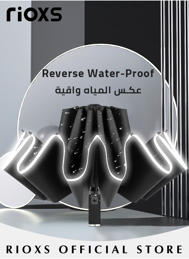 RIOXS - Compact Travel Umbrella with Automatic Open/Close Handle and UV Protection, Automatic Umbrella with Strong Windproof Waterproof Ability and Durability, High Cost-effective Portable Umbrella, Convenient to Carry - Image 1