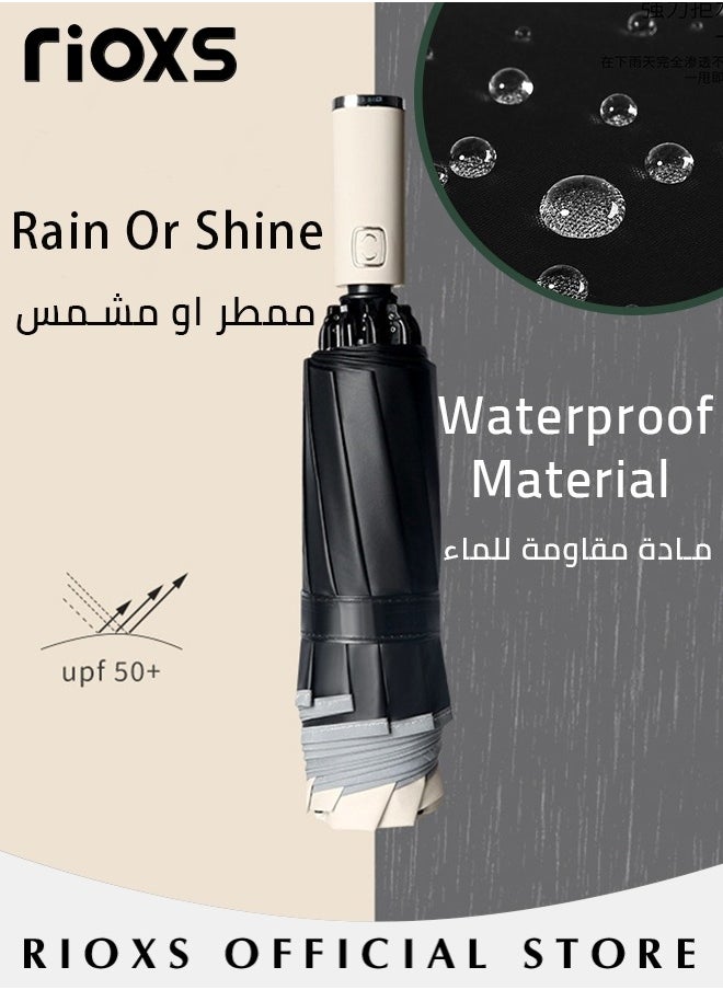 RIOXS - Compact Travel Umbrella with Automatic Open/Close Handle and UV Protection, Automatic Umbrella with Strong Windproof Waterproof Ability and Durability, High Cost-effective Portable Umbrella, Convenient to Carry - Image 1