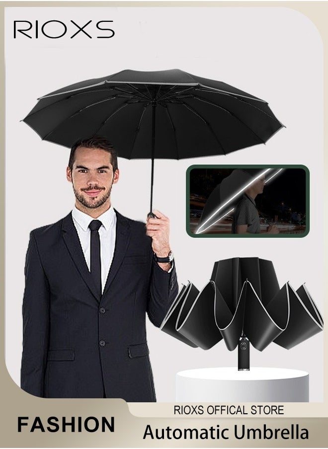 RIOXS - Compact Travel Umbrella with Automatic Open/Close Handle and UV Protection, Automatic Umbrella with Strong Windproof Waterproof Ability and Durability, High Cost-effective Portable Umbrella, Convenient to Carry - Image 1
