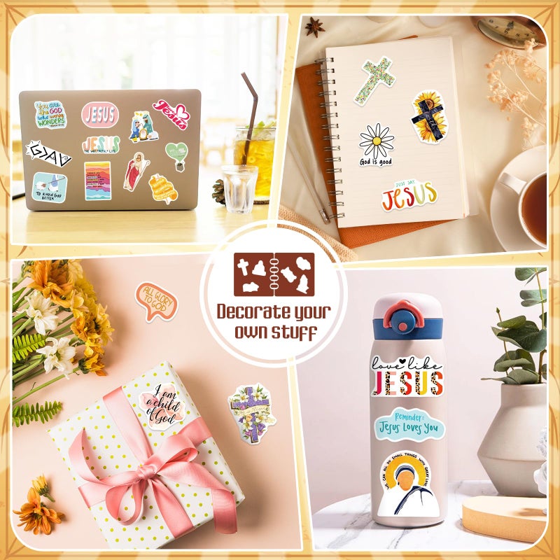 WAKEMOODEI 200PCS Jesus Christian Stickers, Religious Stickers for Kids Bible Verse Sticker Christian Decals for Water Bottles Laptop, Vinyl Faith Wisdom Words Decals Religious Gifts - Image 4