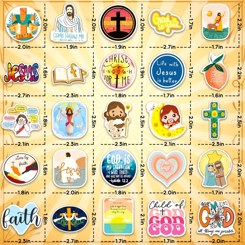 WAKEMOODEI 200PCS Jesus Christian Stickers, Religious Stickers for Kids Bible Verse Sticker Christian Decals for Water Bottles Laptop, Vinyl Faith Wisdom Words Decals Religious Gifts - Image 2