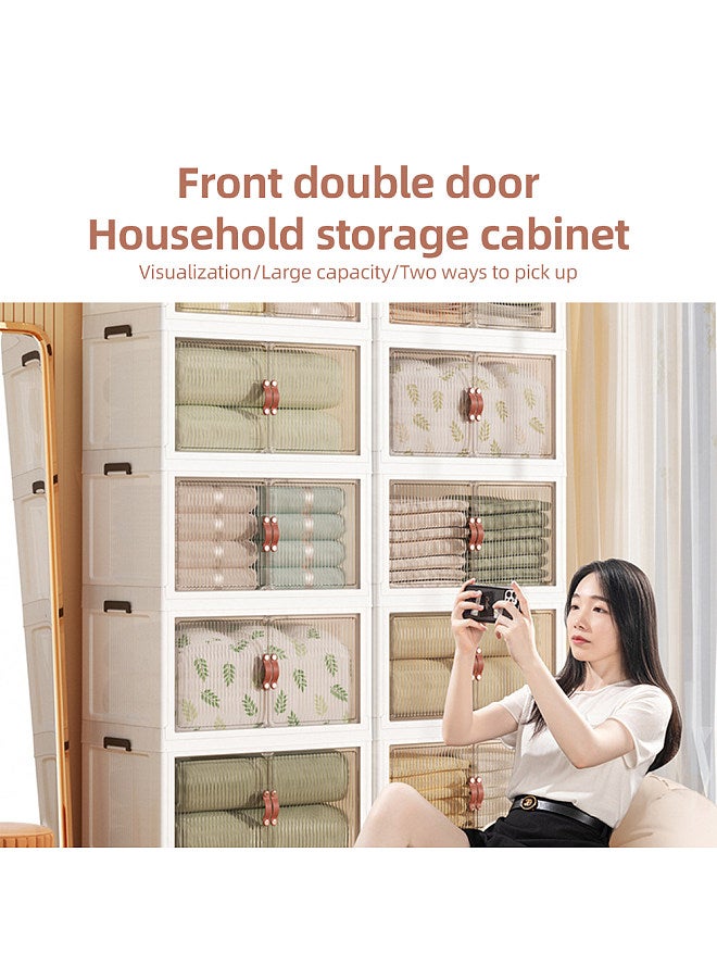 3 Pack Stackable Storage Bins with Lids and Wheels Open Front and Top Open Large Capacity Collapsible Organizer Bins Renter Friendly Install-Free Clear PP Storage Bins  - Image 4