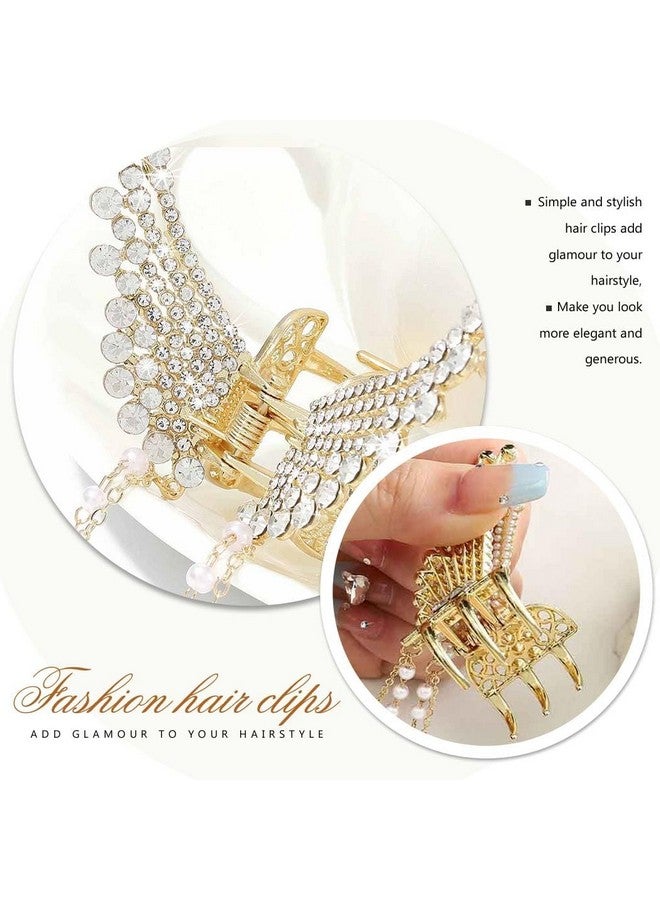Calyrex 1Pc Hair Pearls Hair Clips Butterfly Clips for Hair, Medium Pearl Claw Clips with Charms, Fancy Pearl Hair Tassel Hair Styling Accessories for Women Girls (Pearl butterfly) - Image 3