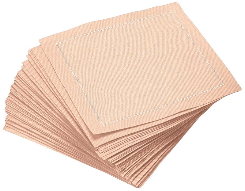 Five Star Napkins Luxury Cotton Cloth Cocktail Napkins - Bar Napkins, Party Napkins, Beverage Napkins, Events, Holiday, Wedding, Birthday, Parties - 4.5" x 4.5" - Disposable (50 x) Nude - Image 1