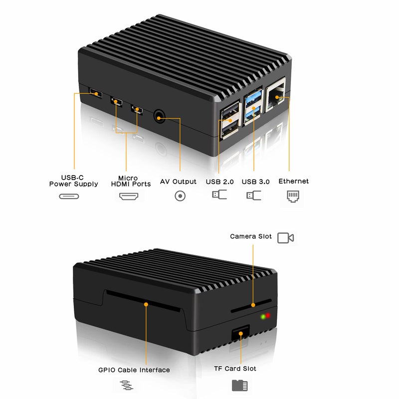 Geekworm for Raspberry Pi 4 Aluminum Case, Heavy Duty Passive Cooling Metal Case/Housing with Heatsink Pillar Compatible with Raspberry Pi 4 Model B Only-Black (P173) - Image 4