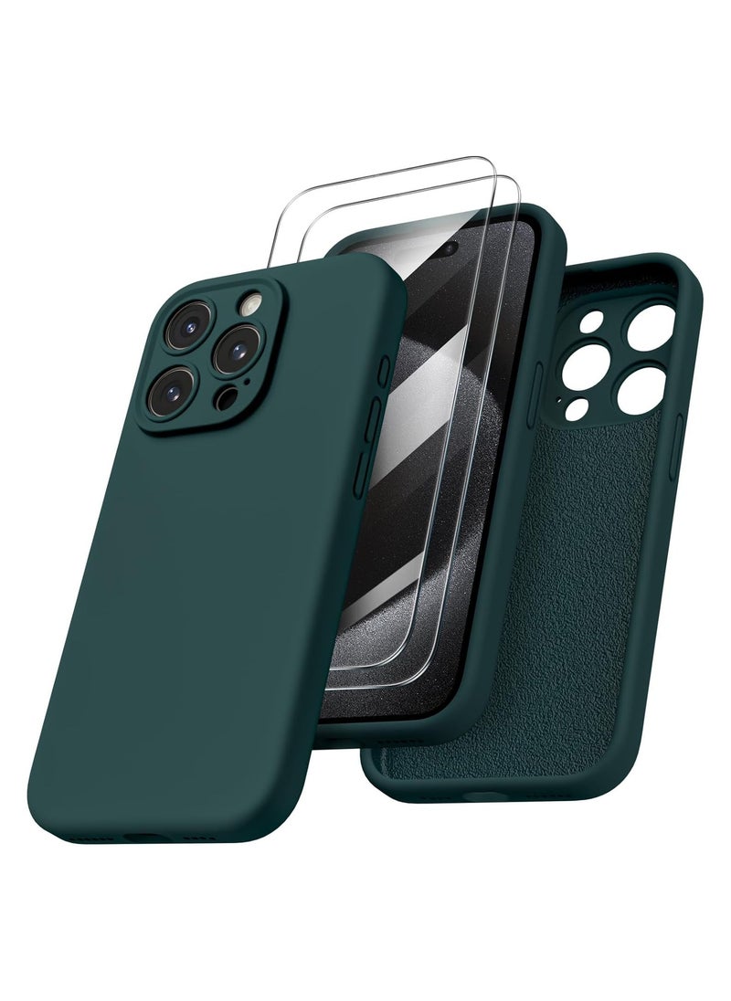 Raxoom Compatible with iPhone 15 Pro Max Case Shockproof with 2pcs Screen Protectors, Waterproof Liquid Silicone Rubber Full Cover Protective Case for iPhone 15 Pro Max 6.7 inch Oliver Green - Image 1