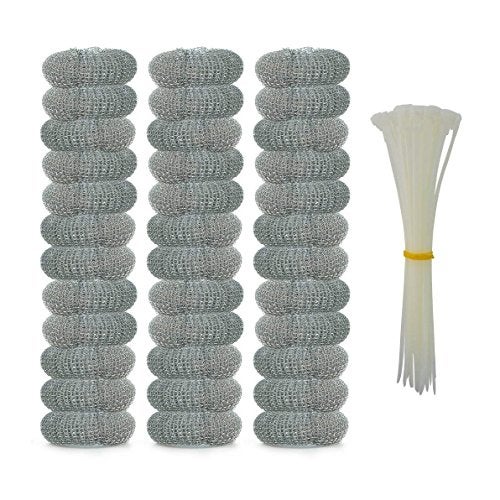 Wobe 36 Pack Washing Machine Lint Traps with 36 Nylon Cable Ties, Laundry Mesh Washer Sink Drain Hose Screen Filter the Laundry Water Lint Trap Snare Net Rustproof Lint Catcher - Image 1