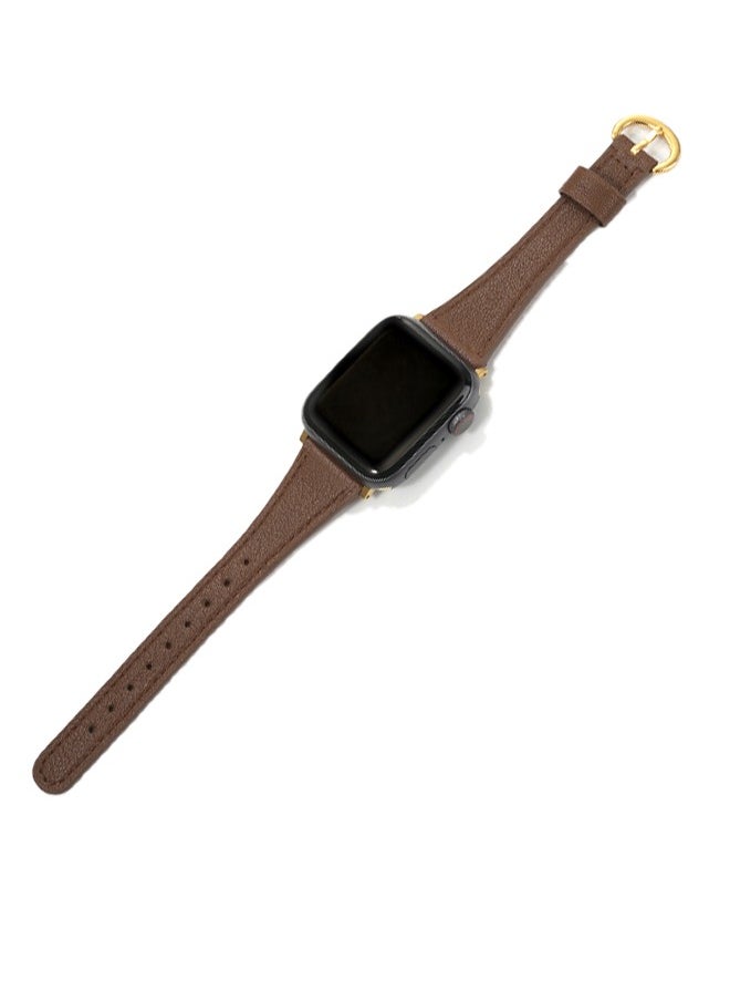 Generic - For Apple Watch Leather Band, Compatible with Apple Watch Band 38mm 40mm 41mm 42mm Women, Top Grain Genuine Leather Strap Thin Watch Wristband for iWatch Series10 9 8 7 6 5 4 3 2 1 SE Ultra 2 Brown ﻿ - Image 1