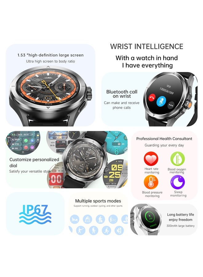 RollsTimi  Smart Watch for Men Women(Answer/Make Calls), HD Screen Fitness Tracker IP67 Waterproof 100+ Sport Modes, Heart Rate Sleep Monitor, Pedometer（Black） - Image 2