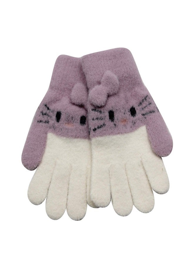 Caviotess Cute Cat Face Kids Winter Knitted Gloves Full Finger Warm Mittens for 2-8 Years Old Litlle Girls Boys - Image 2