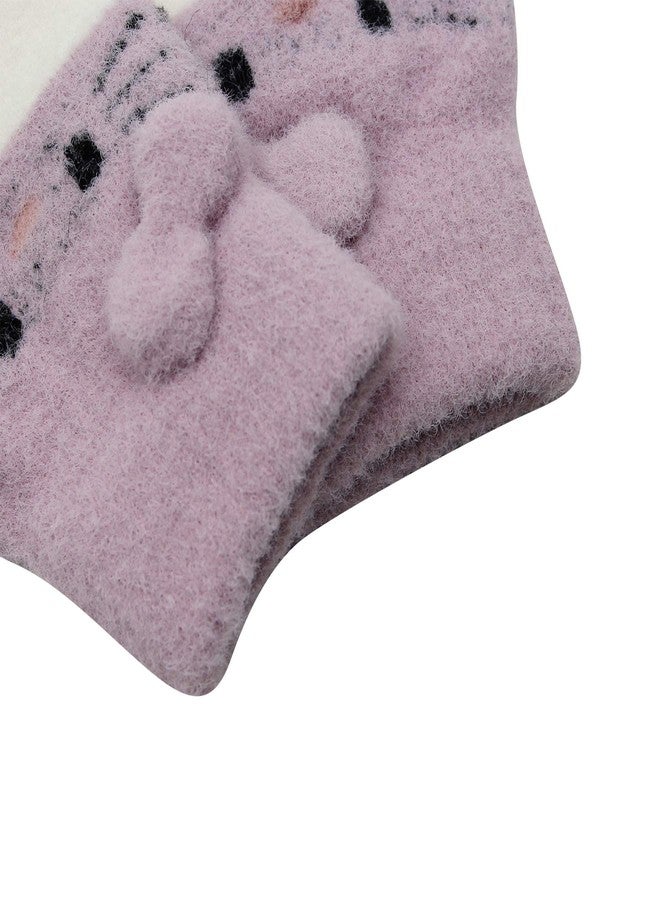 Caviotess Cute Cat Face Kids Winter Knitted Gloves Full Finger Warm Mittens for 2-8 Years Old Litlle Girls Boys - Image 5