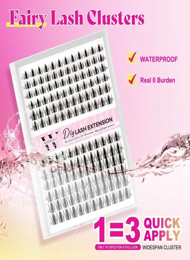 WLFRHD Fairy Lash Clusters 144pcs DIY Wispy Manga Style Natural Look Manga Eyelash Clusters D Curly Cluster Eyelash Extensions Individual Anime Lash Extension with Invisible Thin Band(8-16mm-Mixed) - Image 4