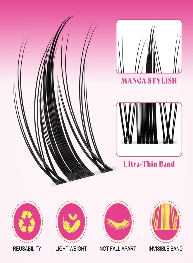WLFRHD Fairy Lash Clusters 144pcs DIY Wispy Manga Style Natural Look Manga Eyelash Clusters D Curly Cluster Eyelash Extensions Individual Anime Lash Extension with Invisible Thin Band(8-16mm-Mixed) - Image 2