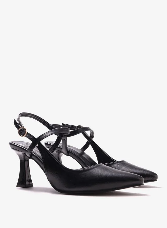 Pair-ie Tales Black Pointed Toe Ankle Strap Pumps