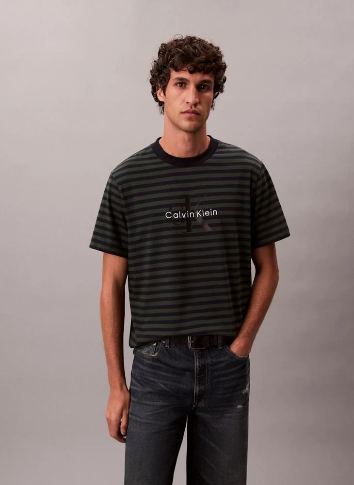 Calvin Klein Jeans Monogram Logo Stripe Relaxed T-Shirt