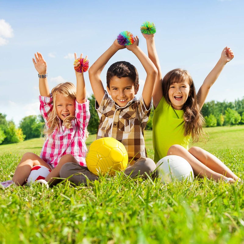 لينوزين كرات القرد الخيطية، كرات تململ حسية، كرات ضغط نطاطة ناعمة بألوان قوس قزح مع حقيبة تخزين، متعددة الألوان (عبوة من 5 قطع) - Image 5