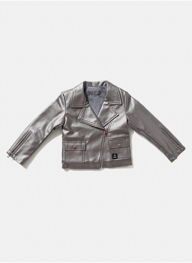 OWNKIDS Kids Girls Leather Jacket 