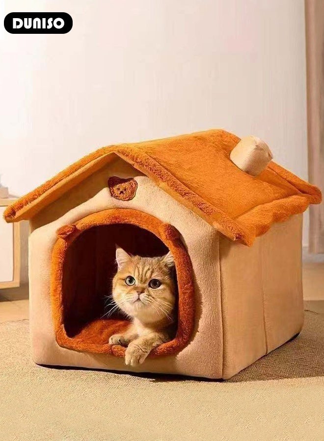DUNISO Cat Bed for Indoor Cats,Cozy Cat Cave Bed Cat House Cat Tent with Removable Cushion Pillow,Soft Warm Pet House Puppy Bed,Cute Bear Pet Nest for Cat Kitten Small Dogs - Image 3