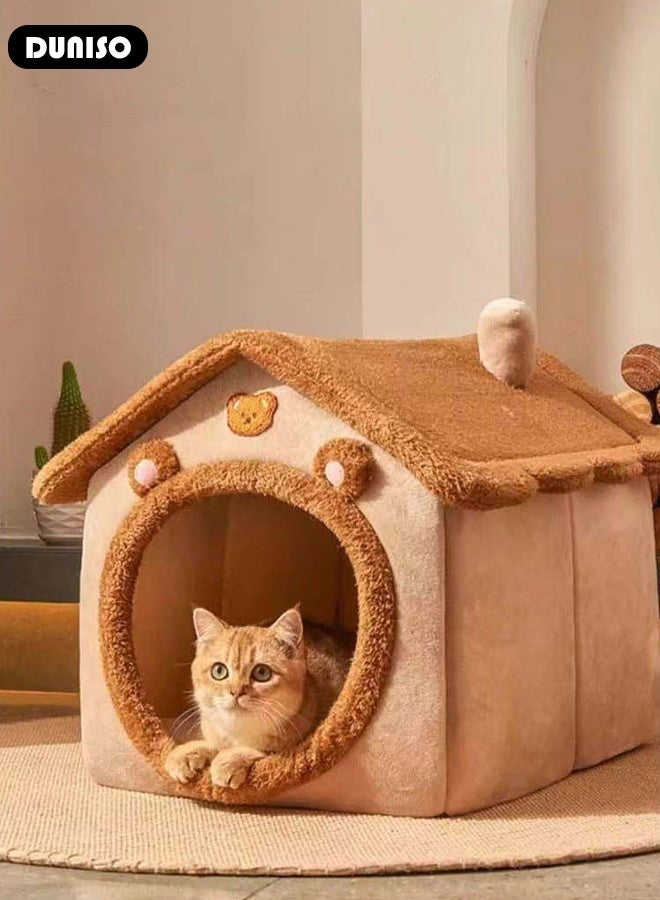 DUNISO Cat Bed for Indoor Cats,Cozy Cat Cave Bed Cat House Cat Tent with Removable Cushion Pillow,Soft Warm Pet House Puppy Bed,Cute Bear Pet Nest for Cat Kitten Small Dogs - Image 2