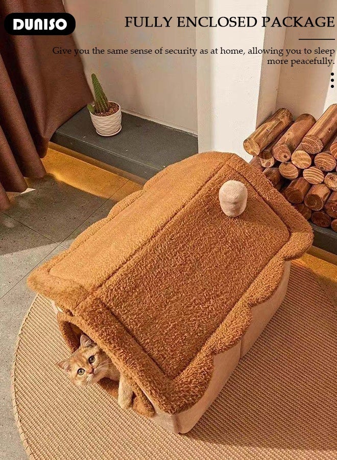 DUNISO Cat Bed for Indoor Cats,Cozy Cat Cave Bed Cat House Cat Tent with Removable Cushion Pillow,Soft Warm Pet House Puppy Bed,Cute Bear Pet Nest for Cat Kitten Small Dogs - Image 4