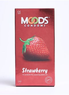 Moods Strawberry Condoms 12 Pieces  - Image 1
